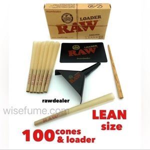 RAW classic lean size cone 100pack + RAW cone loader + grinder